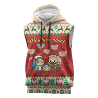 Poland Christmas Sleeveless Hoodie Polish Pierogi Mascot Nativity Scene - Wonder Print Shop