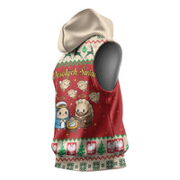 Poland Christmas Sleeveless Hoodie Polish Pierogi Mascot Nativity Scene - Wonder Print Shop