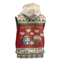 Poland Christmas Sleeveless Zip Hoodie Polish Pierogi Mascot Nativity Scene - Wonder Print Shop