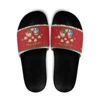 Poland Christmas Slide Sandals Polish Pierogi Mascot Nativity Scene - Wonder Print Shop