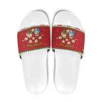 Poland Christmas Slide Sandals Polish Pierogi Mascot Nativity Scene - Wonder Print Shop
