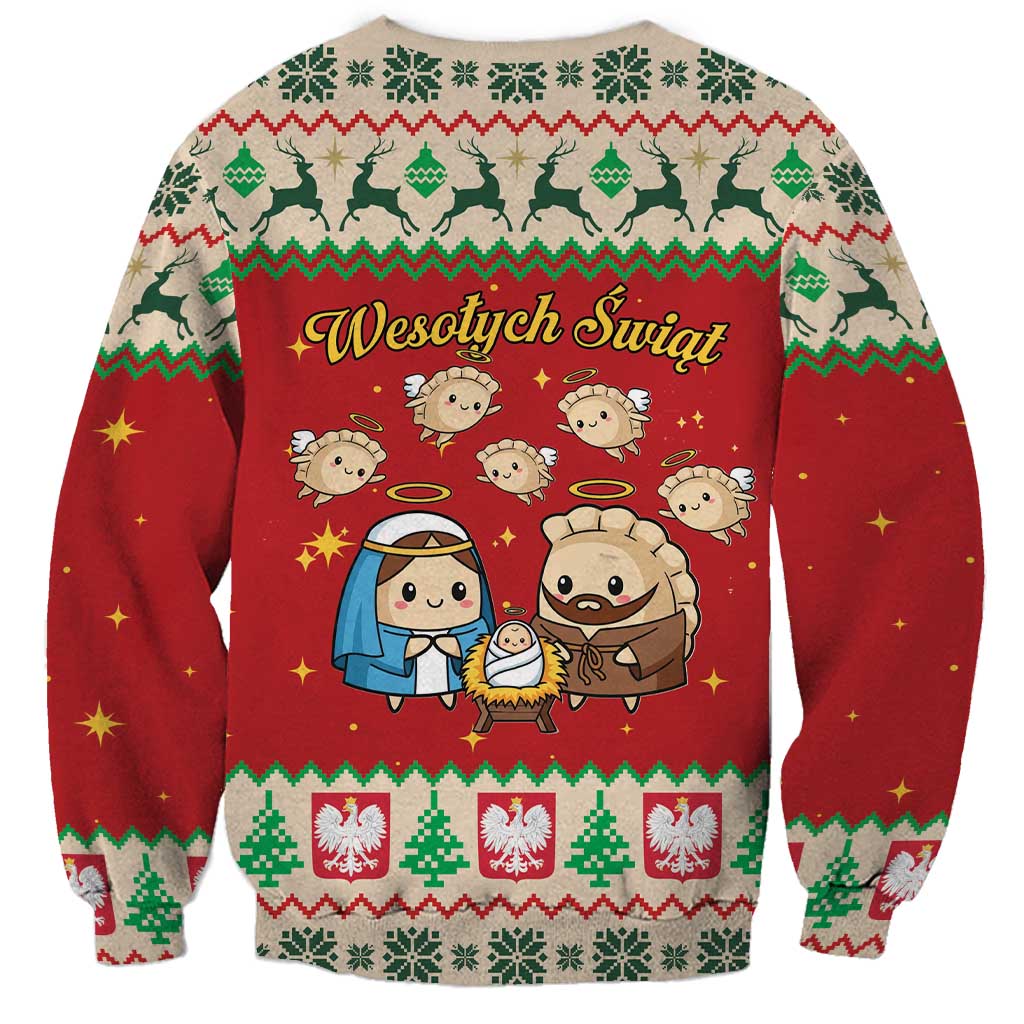 Poland Christmas Sweatshirt Polish Pierogi Mascot Nativity Scene - Wonder Print Shop