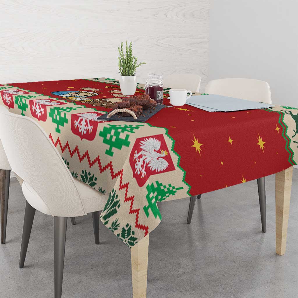 Poland Christmas Tablecloth Polish Pierogi Mascot Nativity Scene - Wonder Print Shop