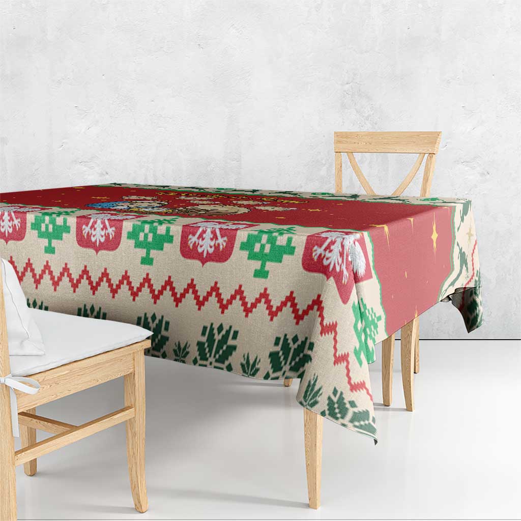 Poland Christmas Tablecloth Polish Pierogi Mascot Nativity Scene - Wonder Print Shop