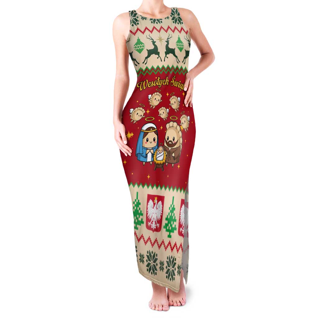 Poland Christmas Tank Maxi Dress Polish Pierogi Mascot Nativity Scene - Wonder Print Shop