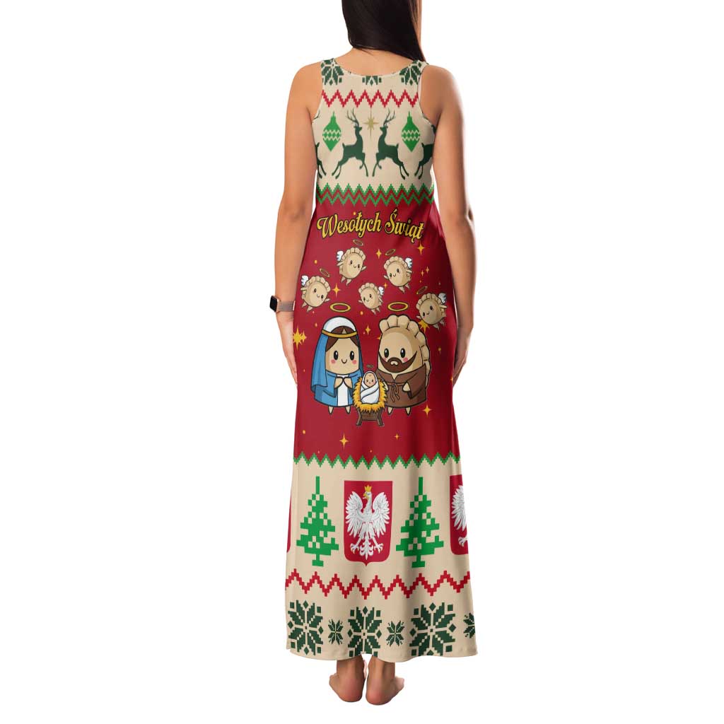Poland Christmas Tank Maxi Dress Polish Pierogi Mascot Nativity Scene - Wonder Print Shop