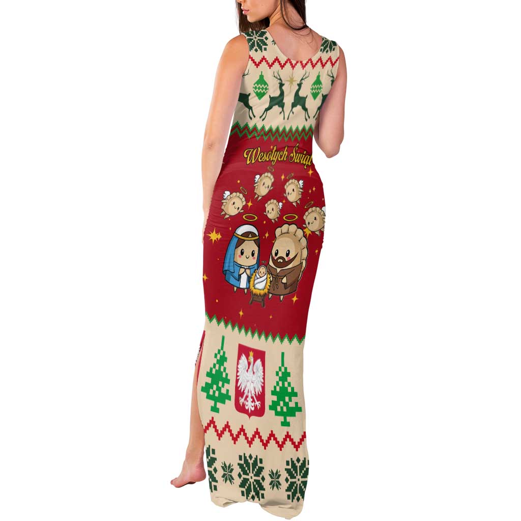 Poland Christmas Tank Maxi Dress Polish Pierogi Mascot Nativity Scene - Wonder Print Shop