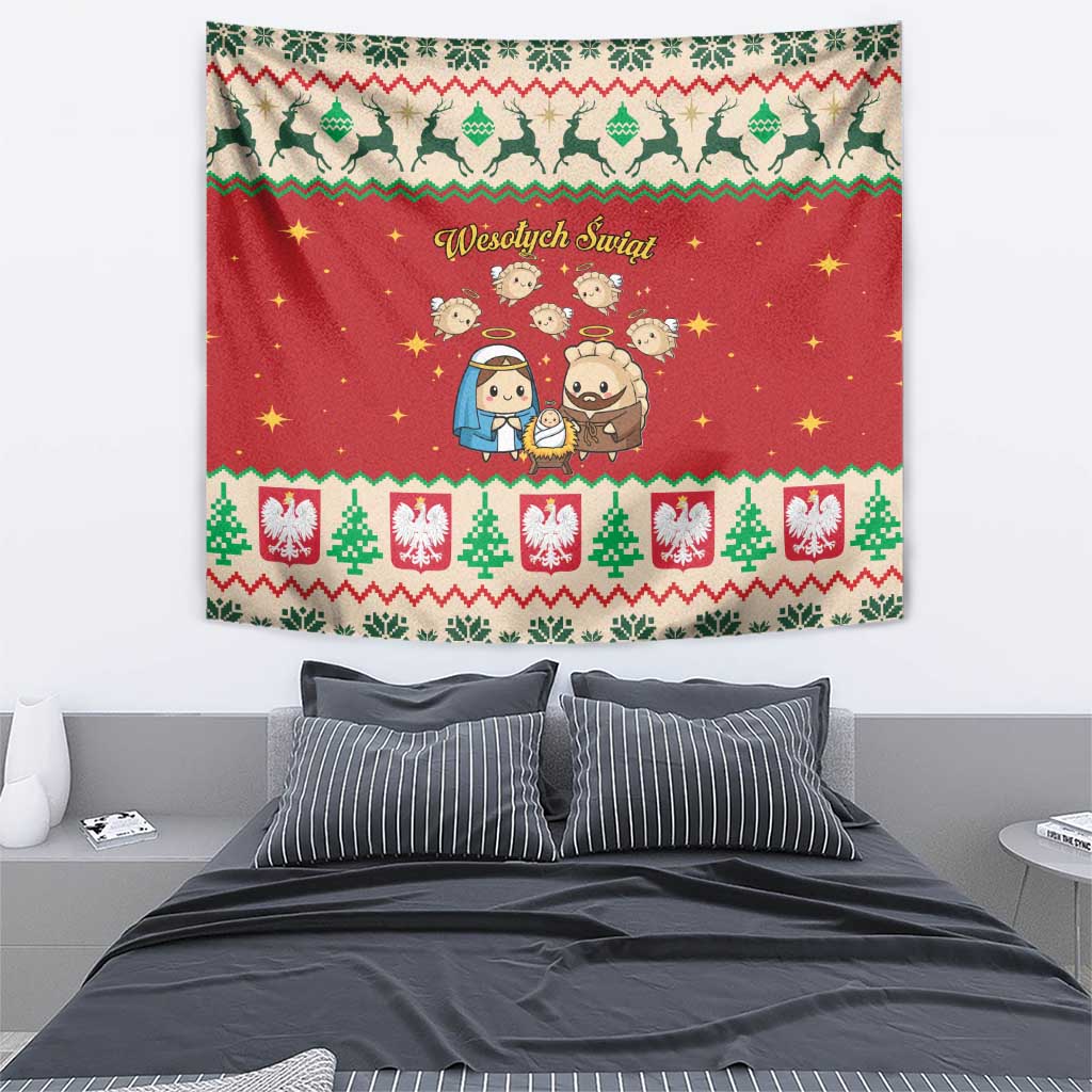 Poland Christmas Tapestry Polish Pierogi Mascot Nativity Scene - Wonder Print Shop