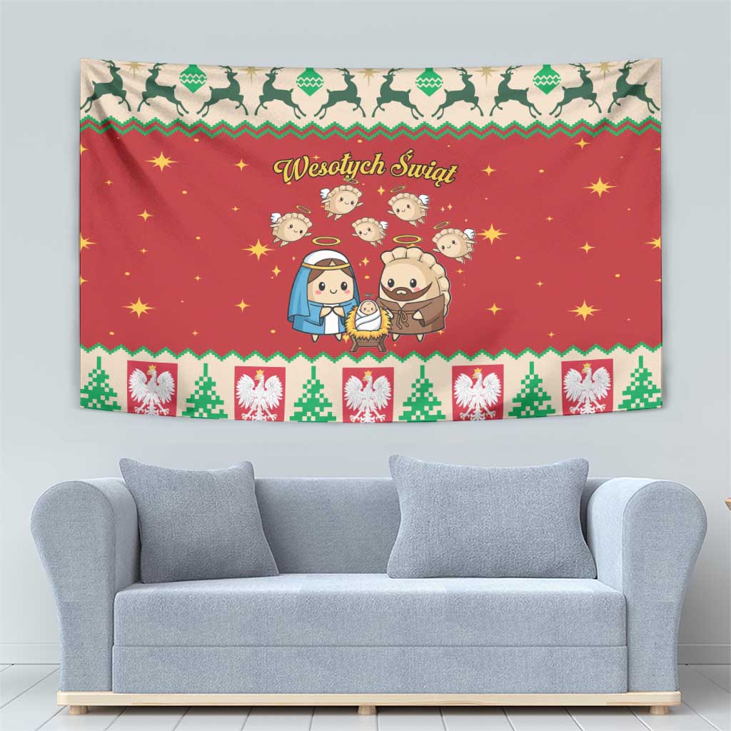 Poland Christmas Tapestry Polish Pierogi Mascot Nativity Scene - Wonder Print Shop