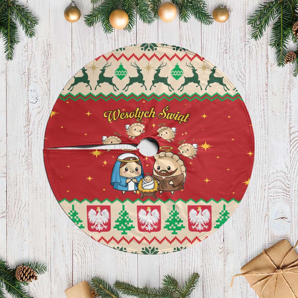 Poland Christmas Tree Skirt Polish Pierogi Mascot Nativity Scene - Wonder Print Shop