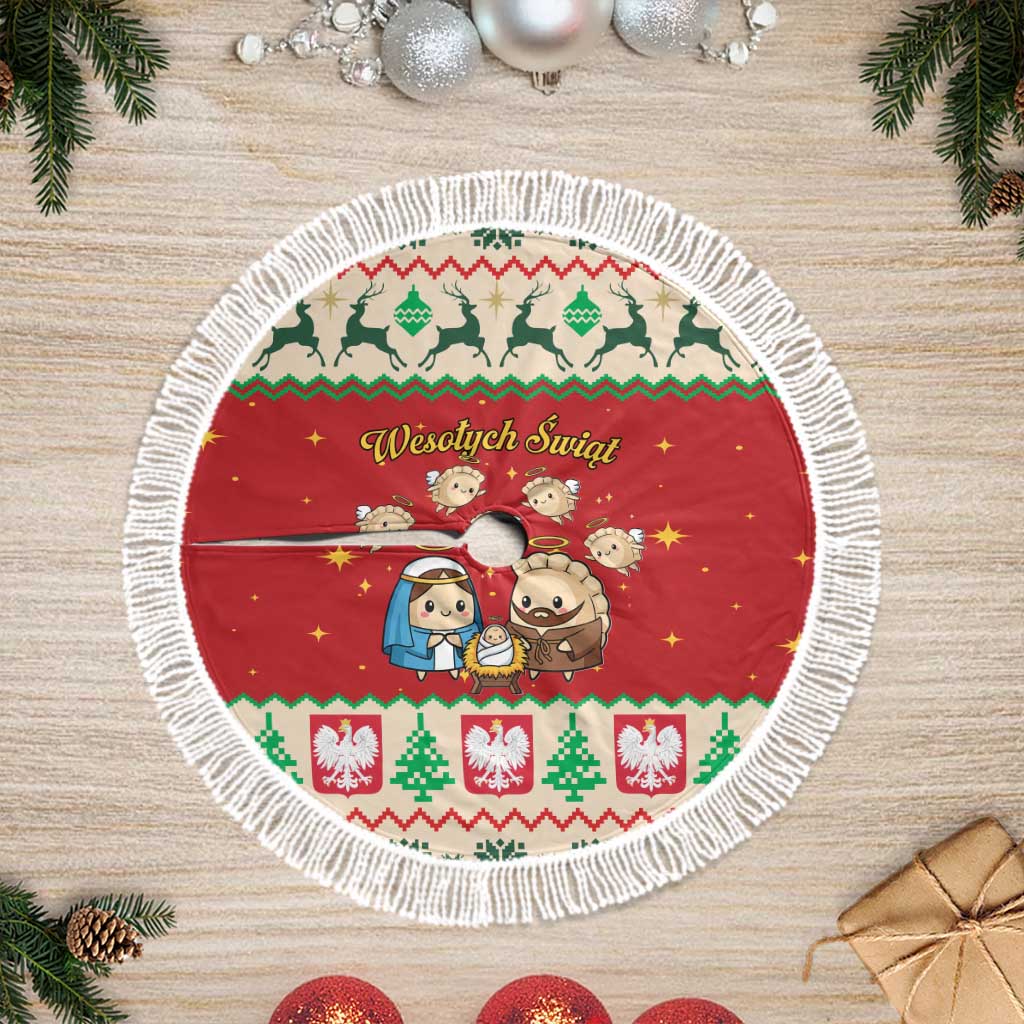 Poland Christmas Tree Skirt Polish Pierogi Mascot Nativity Scene - Wonder Print Shop