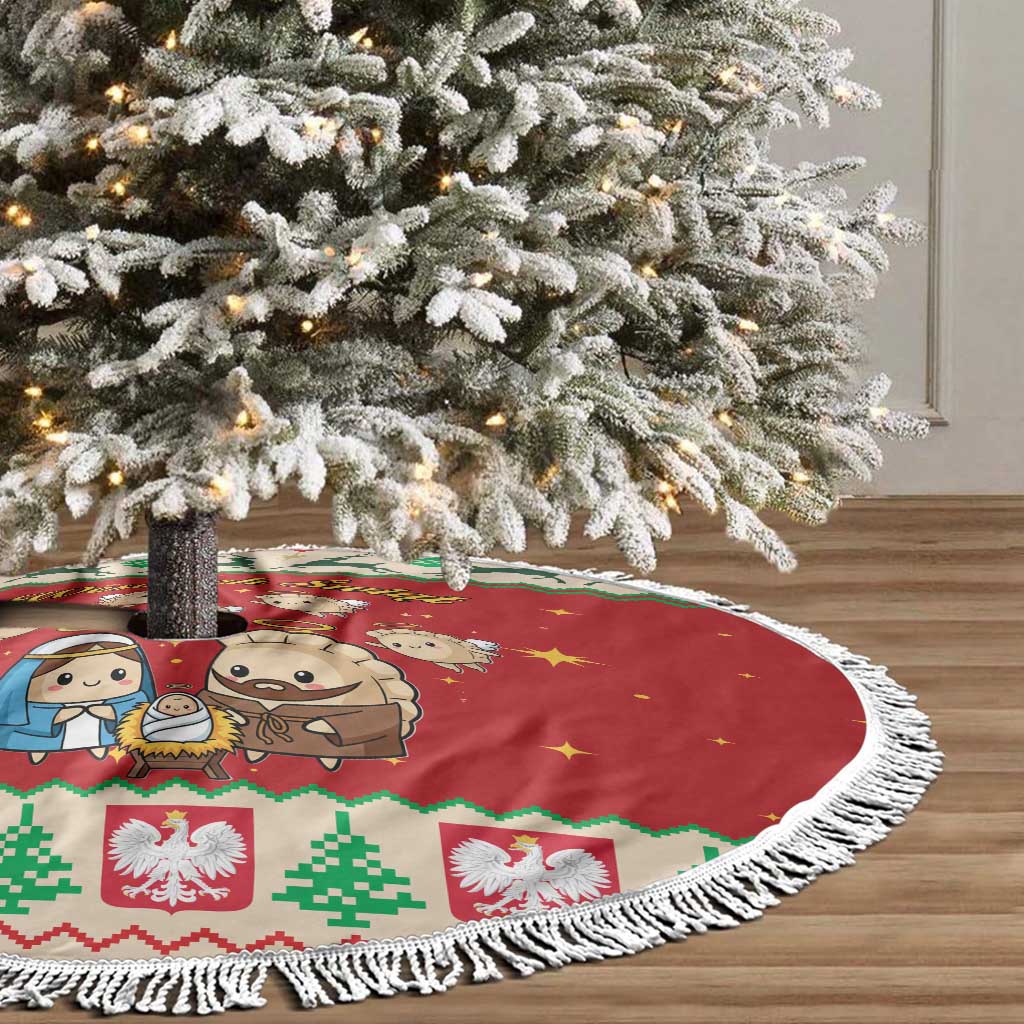 Poland Christmas Tree Skirt Polish Pierogi Mascot Nativity Scene - Wonder Print Shop