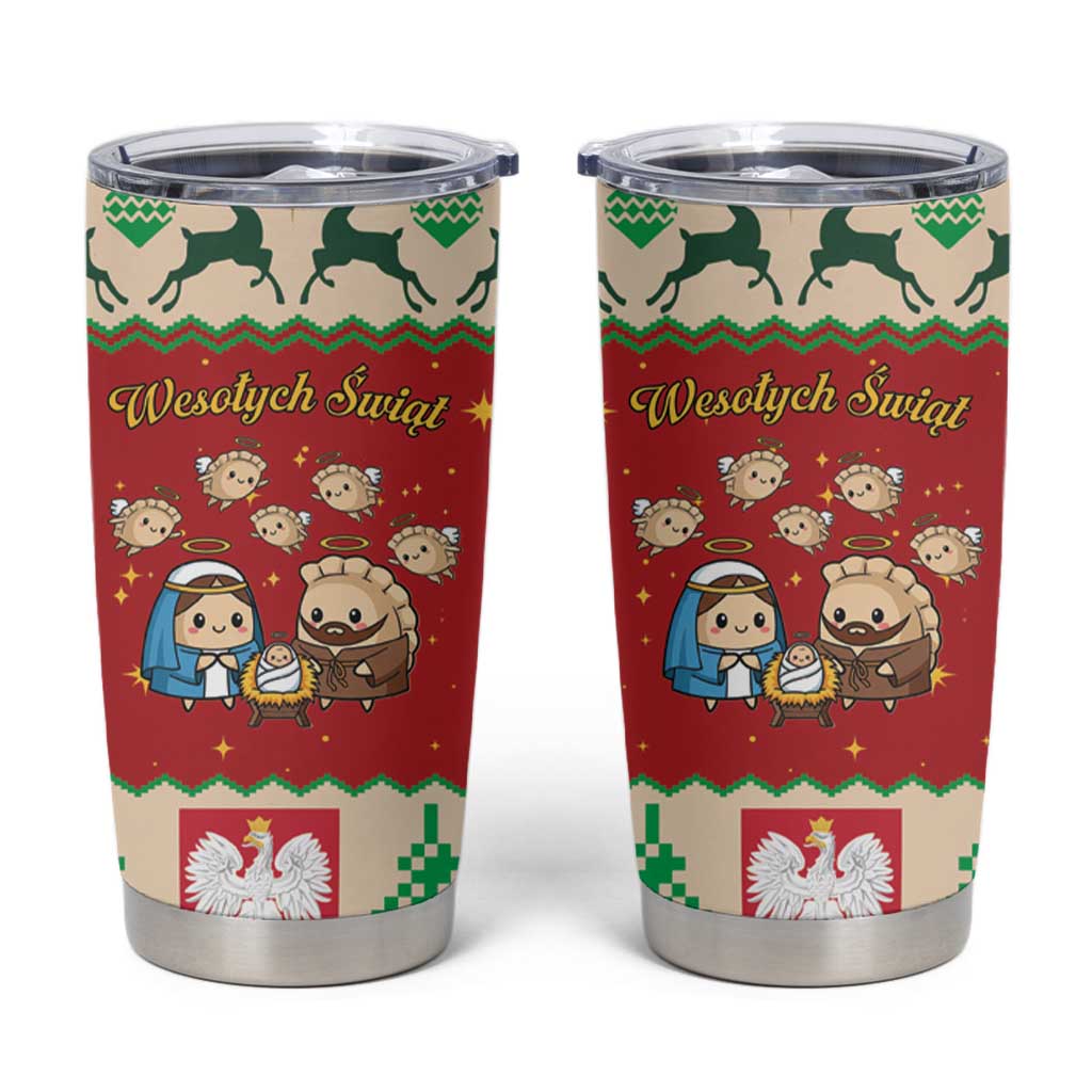 Poland Christmas Tumbler Cup Polish Pierogi Mascot Nativity Scene - Wonder Print Shop