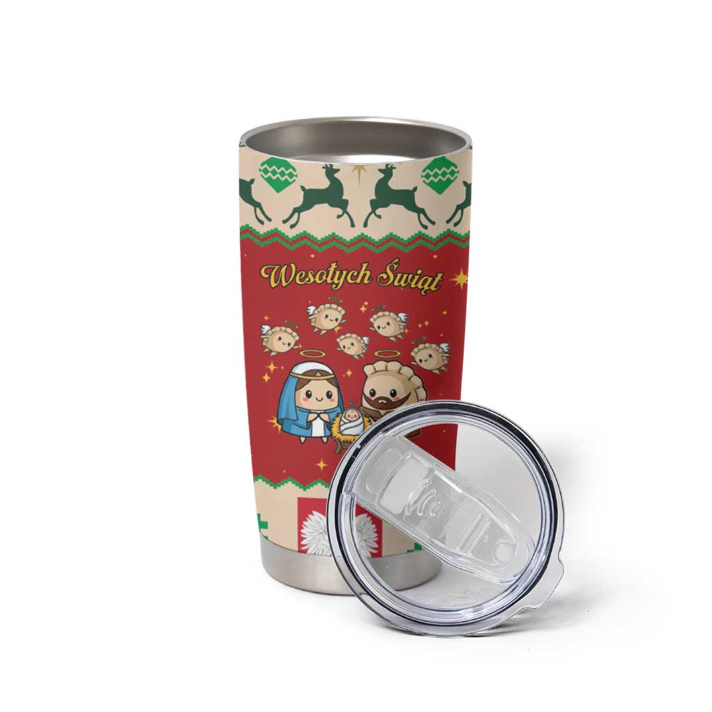 Poland Christmas Tumbler Cup Polish Pierogi Mascot Nativity Scene - Wonder Print Shop