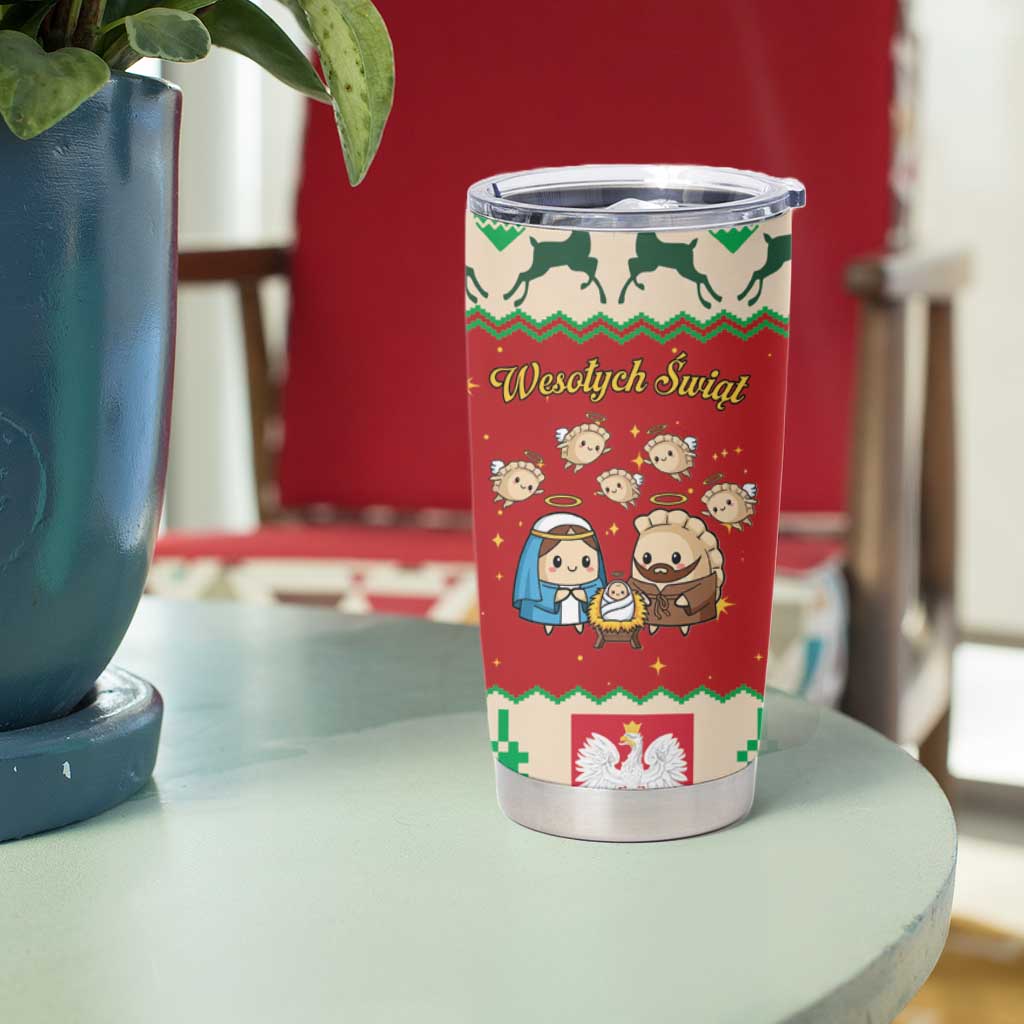 Poland Christmas Tumbler Cup Polish Pierogi Mascot Nativity Scene - Wonder Print Shop