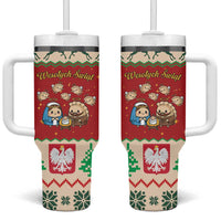 Poland Christmas Tumbler With Handle Polish Pierogi Mascot Nativity Scene - Wonder Print Shop