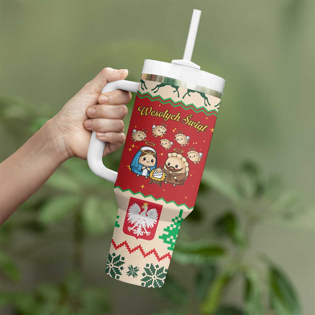 Poland Christmas Tumbler With Handle Polish Pierogi Mascot Nativity Scene - Wonder Print Shop