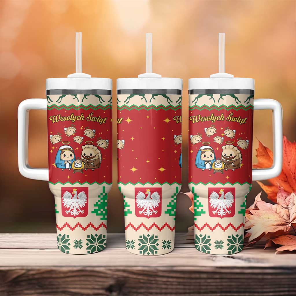 Poland Christmas Tumbler With Handle Polish Pierogi Mascot Nativity Scene - Wonder Print Shop