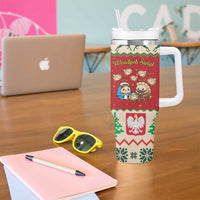 Poland Christmas Tumbler With Handle Polish Pierogi Mascot Nativity Scene - Wonder Print Shop