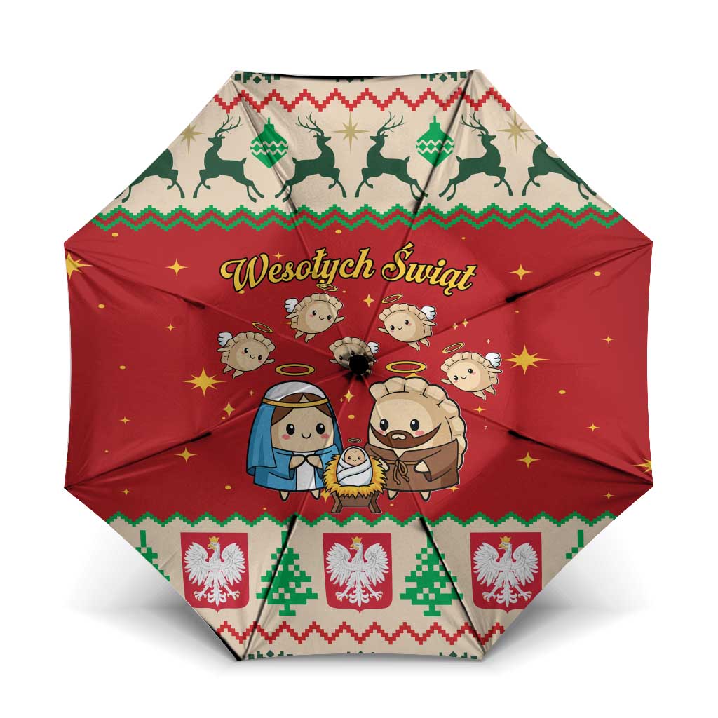 Poland Christmas Umbrella Polish Pierogi Mascot Nativity Scene - Wonder Print Shop
