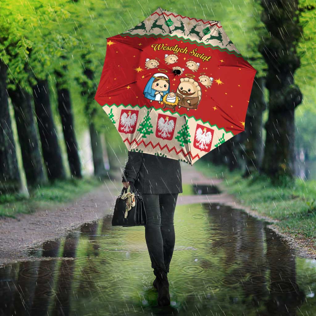 Poland Christmas Umbrella Polish Pierogi Mascot Nativity Scene - Wonder Print Shop