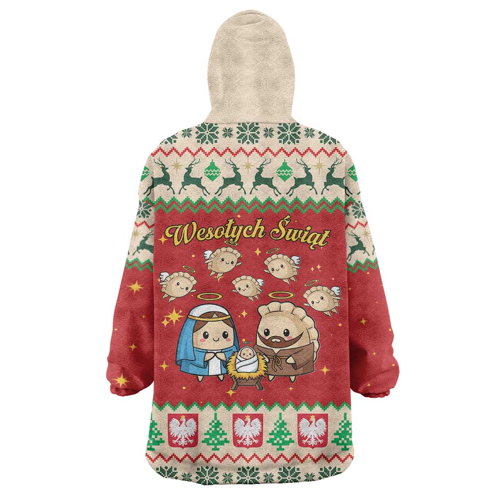 Poland Christmas Wearable Blanket Hoodie Polish Pierogi Mascot Nativity Scene - Wonder Print Shop