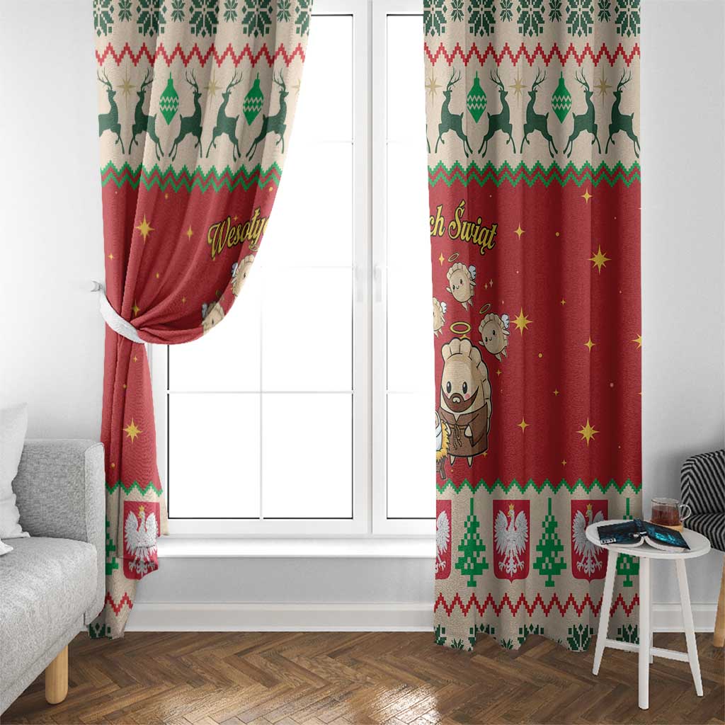 Poland Christmas Window Curtain Polish Pierogi Mascot Nativity Scene - Wonder Print Shop