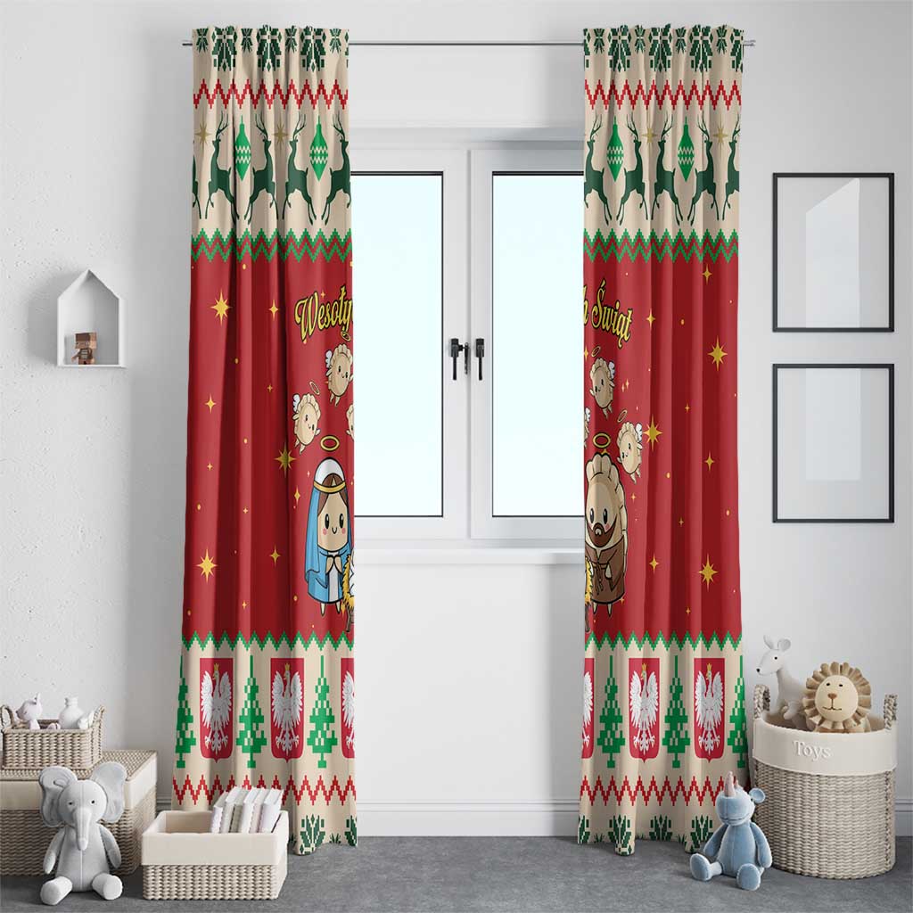 Poland Christmas Window Curtain Polish Pierogi Mascot Nativity Scene - Wonder Print Shop