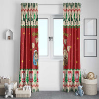 Poland Christmas Window Curtain Polish Pierogi Mascot Nativity Scene - Wonder Print Shop