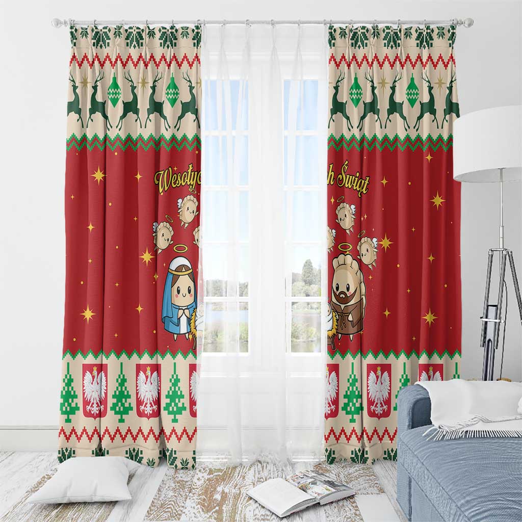 Poland Christmas Window Curtain Polish Pierogi Mascot Nativity Scene - Wonder Print Shop
