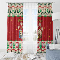 Poland Christmas Window Curtain Polish Pierogi Mascot Nativity Scene - Wonder Print Shop