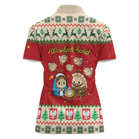 Poland Christmas Women Polo Shirt Polish Pierogi Mascot Nativity Scene - Wonder Print Shop