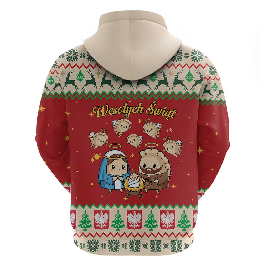 Poland Christmas Zip Hoodie Polish Pierogi Mascot Nativity Scene - Wonder Print Shop