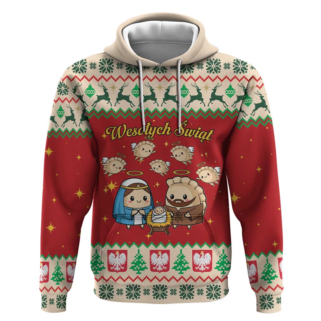 Poland Christmas Zip Hoodie Polish Pierogi Mascot Nativity Scene - Wonder Print Shop