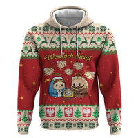 Poland Christmas Zip Hoodie Polish Pierogi Mascot Nativity Scene - Wonder Print Shop