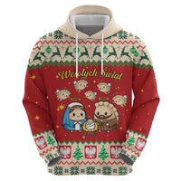 Poland Christmas Zip Hoodie Polish Pierogi Mascot Nativity Scene - Wonder Print Shop