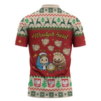 Poland Christmas Zipper Polo Shirt Polish Pierogi Mascot Nativity Scene - Wonder Print Shop