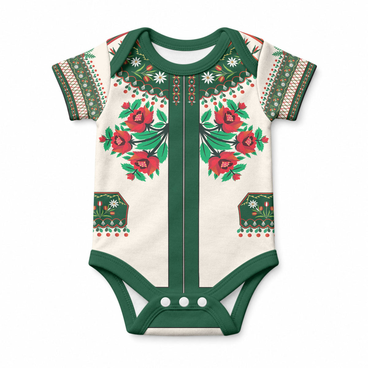 Polish Highlander Folk Costume Baby Onesie Podhale Heritage Floral Style