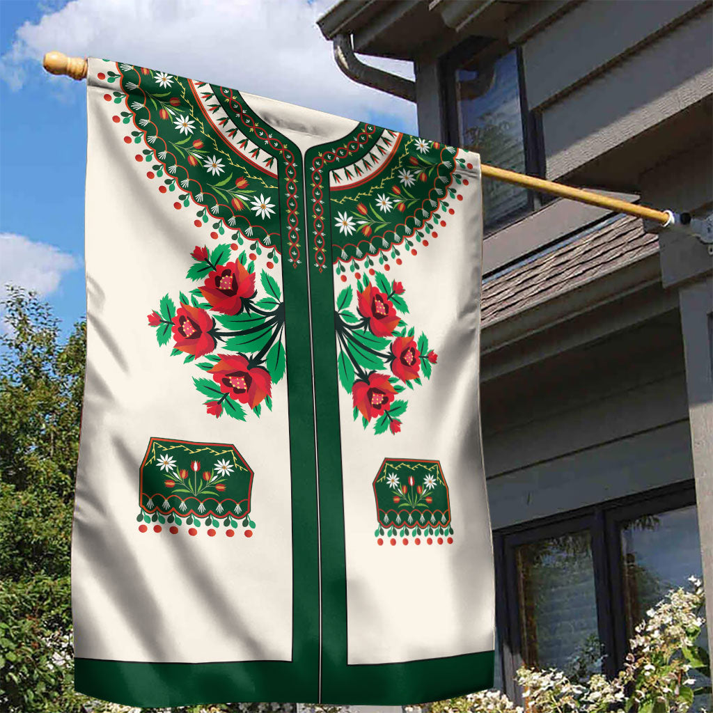 Polish Highlander Folk Costume Garden Flag Podhale Heritage Floral Style