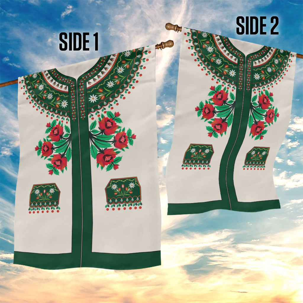 Polish Highlander Folk Costume Garden Flag Podhale Heritage Floral Style