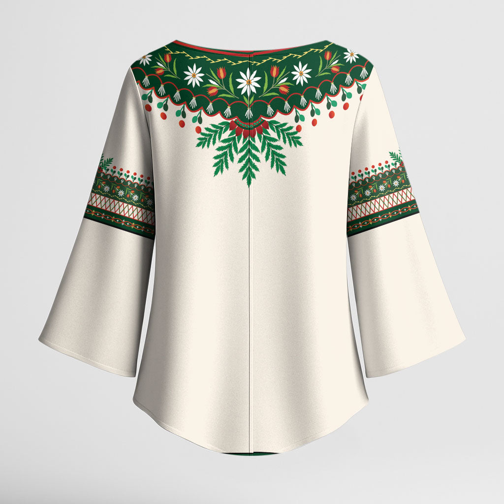 Polish Highlander Folk Costume Kimono Sleeve Blouse Podhale Heritage Floral Style
