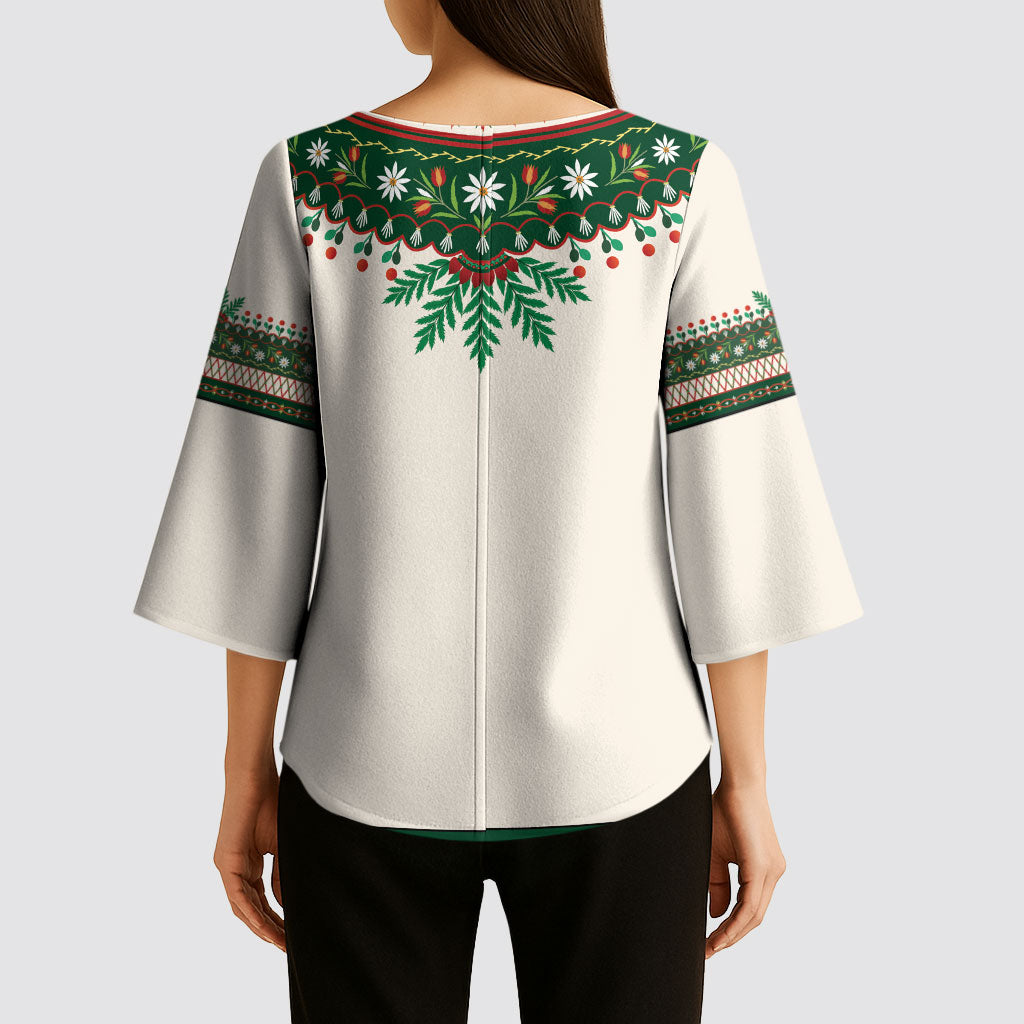 Polish Highlander Folk Costume Kimono Sleeve Blouse Podhale Heritage Floral Style