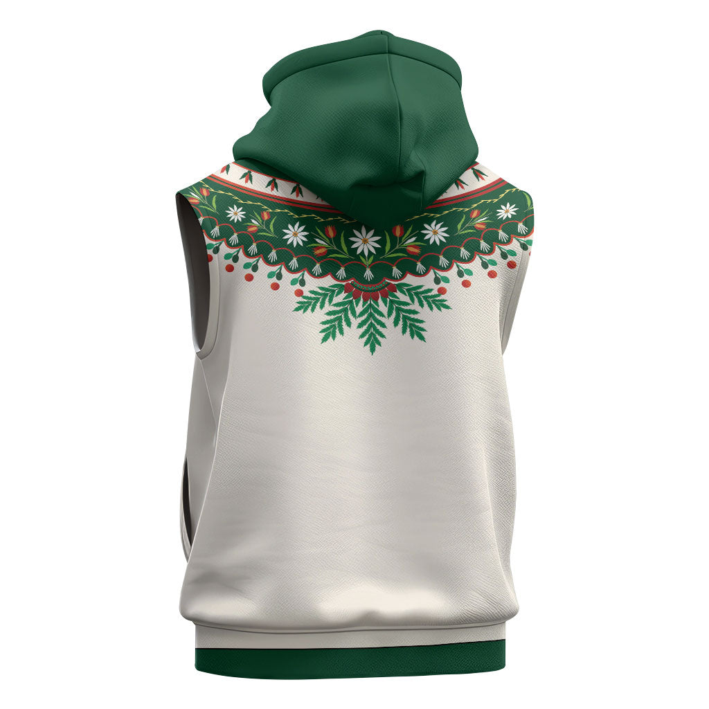 Polish Highlander Folk Costume Sleeveless Zip Hoodie Podhale Heritage Floral Style