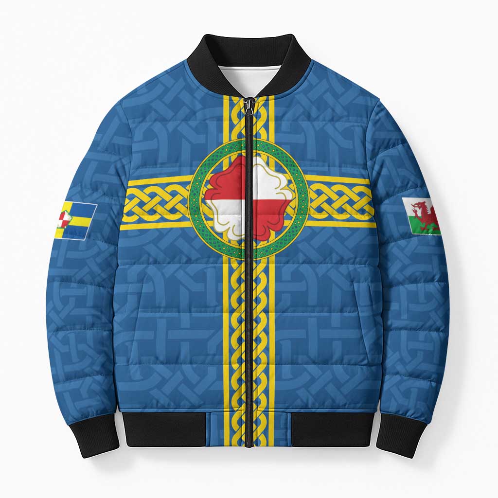 Pembrokeshire Wales Bomber Puffer Jacket Flag And Map Celtic Style - Wonder Print Shop