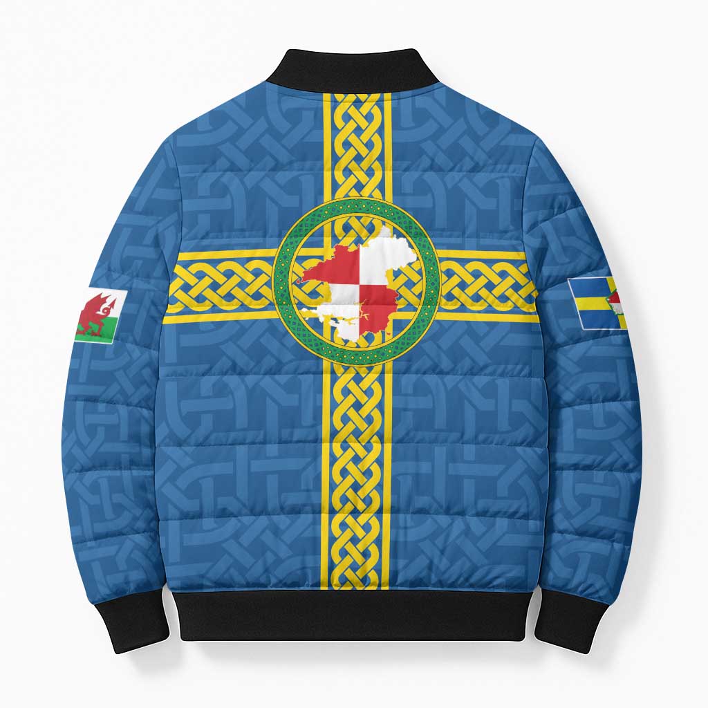 Pembrokeshire Wales Bomber Puffer Jacket Flag And Map Celtic Style - Wonder Print Shop