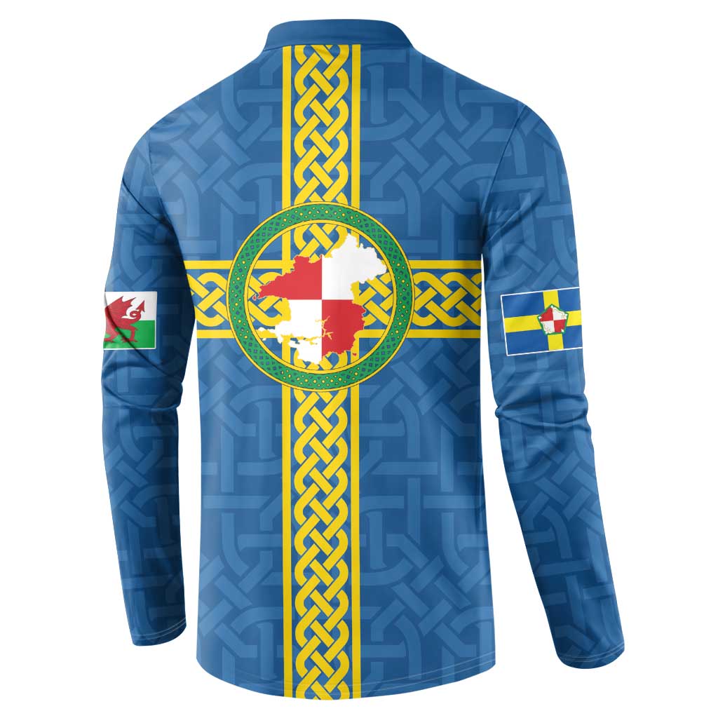 Pembrokeshire Wales Button Sweatshirt Flag And Map Celtic Style - Wonder Print Shop