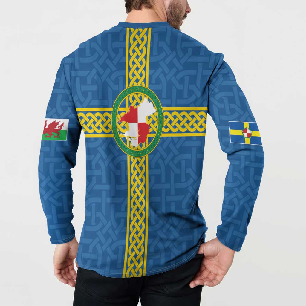 Pembrokeshire Wales Button Sweatshirt Flag And Map Celtic Style - Wonder Print Shop