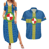 Pembrokeshire Wales Couples Matching Summer Maxi Dress and Hawaiian Shirt Flag And Map Celtic Style - Wonder Print Shop
