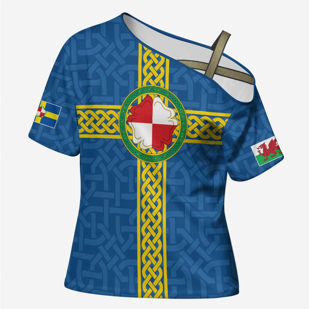 Pembrokeshire Wales Cross Shoulder Shirt Flag And Map Celtic Style - Wonder Print Shop