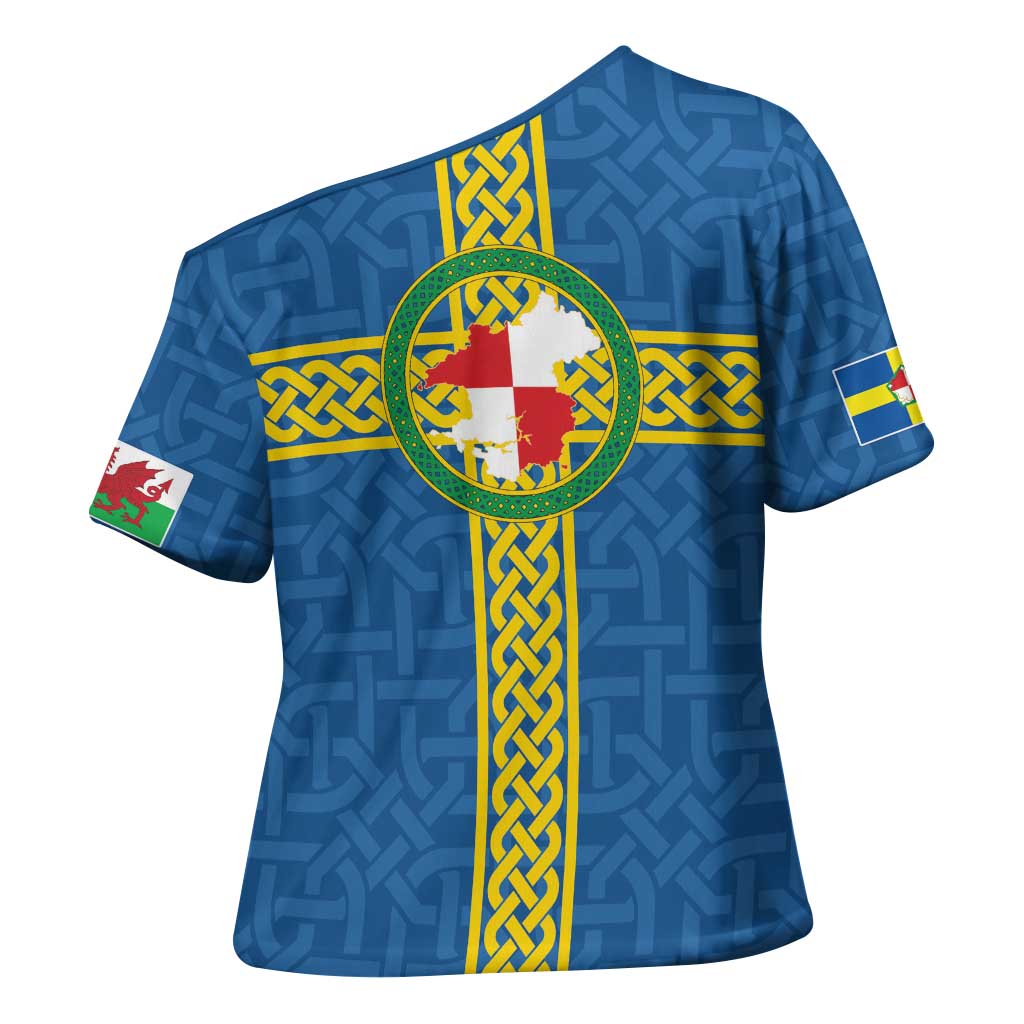 Pembrokeshire Wales Cross Shoulder Shirt Flag And Map Celtic Style - Wonder Print Shop